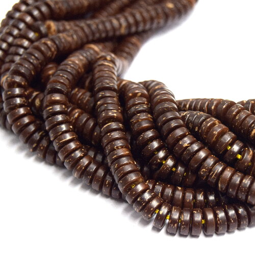 50 perles heishi noix de coco  ~8x3mm