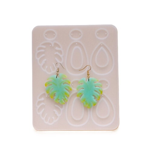 1 moule en silicone boucles d'oreilles feuilles et gouttes