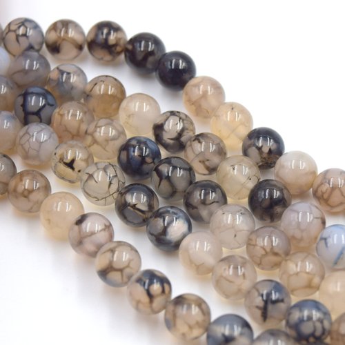 20 perles  agate veine de dragon 8 mm grade a