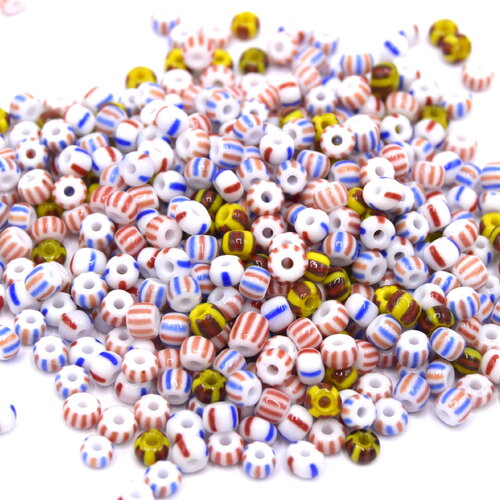 100 perles de porcelaine imprimées, rondelle, couleur mixte, 4mm