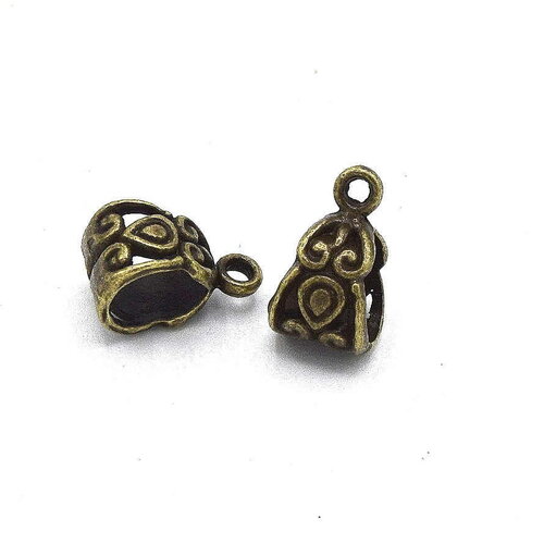 12 bélières grand trou bronze antique - attache pendentif 14x8mm
