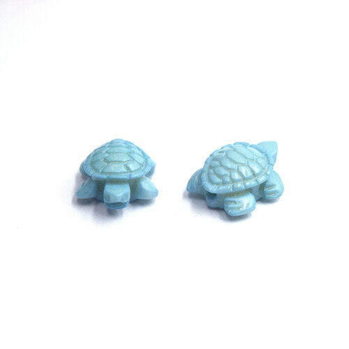 20 perles tortues bleues corail synthétique 15mm