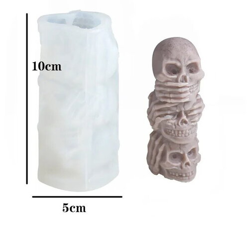 Moule en silicone crâne d'halloween bougie, 3 têtes de morts