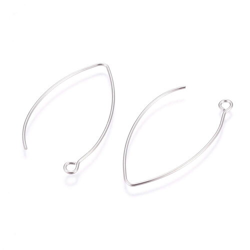 Crochets d'oreilles en acier inoxydable 304 41mm argent platine - lot de 20 unités
