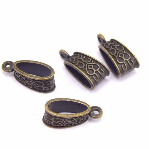 X10 bélières grand trou bronze 19mm, attache pendentif pour colliers