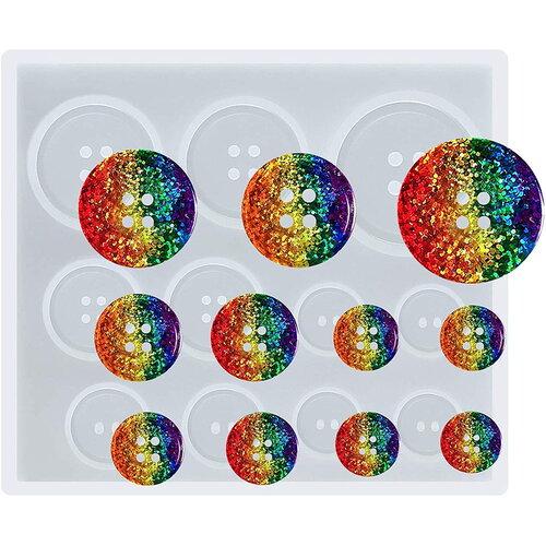 1 moule en silicone forme boutons, résine uv