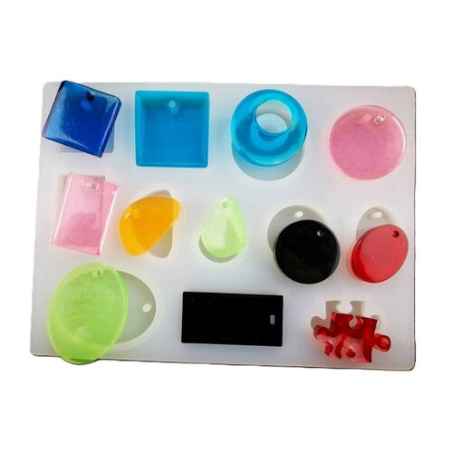 X1 moule en silicone  formes géométriques pour pendentifs, fabrication de bijoux en résine