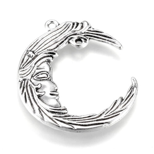 Pendentifs connecteurs lune argent 39mm - lot de 5 unités
