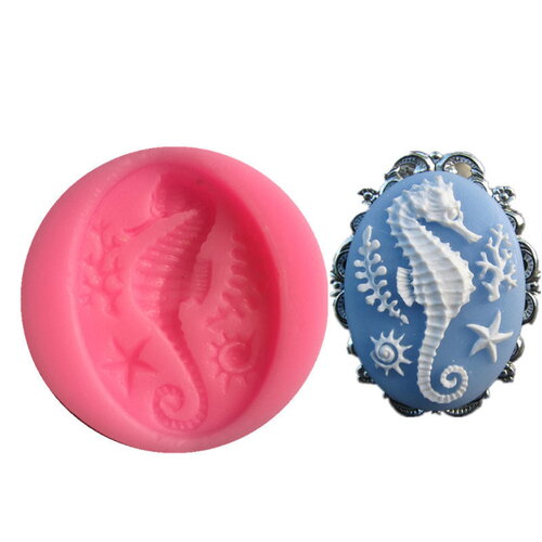 X1 moule souple en silicone cheval de mer hippocampe