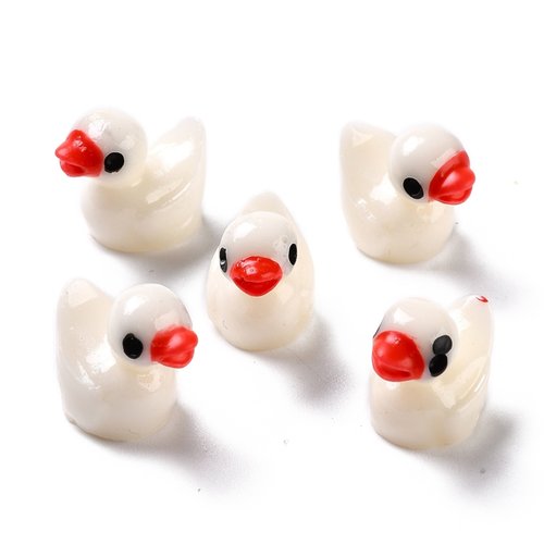 Lot de 6 canards blancs, décoration résine animaux pâques