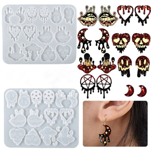 1 moule en silicone pendentifs thème halloween et wicca pour fabrication de bijoux en résine époxy et uv