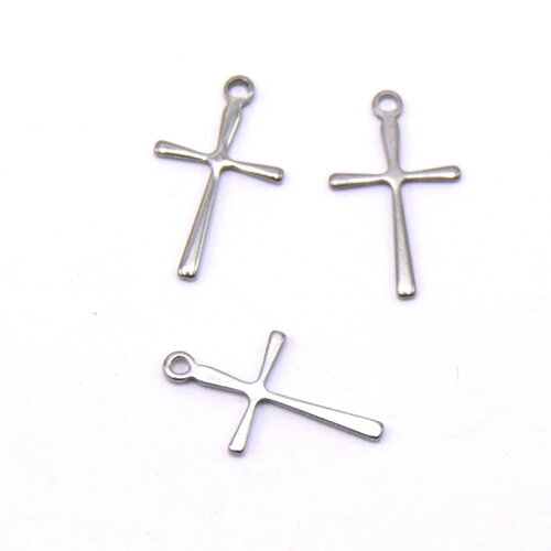 Lot de 10 pendentifs croix en acier inoxydable 304