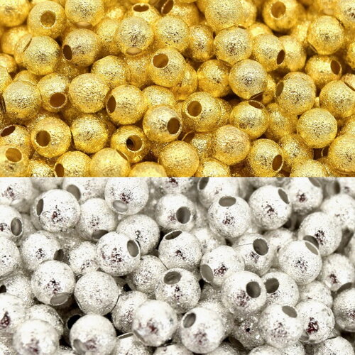 Perles stardust doré/argent 4mm laiton lot de 50