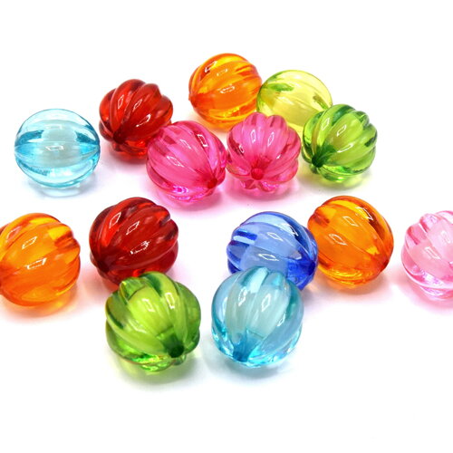 10 perles citrouilles transparentes couleur mixte 16mm