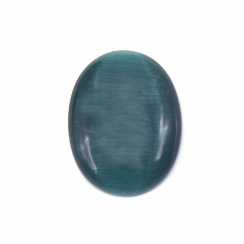1 grand cabochon oeil de chat 40x30mm ovale en verre bleu paon,