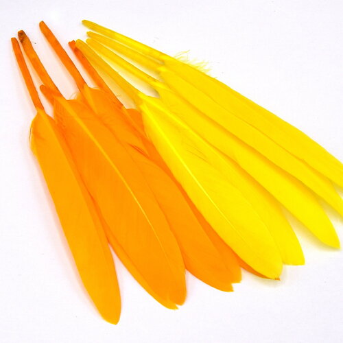 X20 plumes jaune et orange - bricolage et création de bijoux