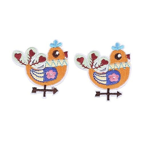 Ecussons patch thermocollant coq multicolore x2
