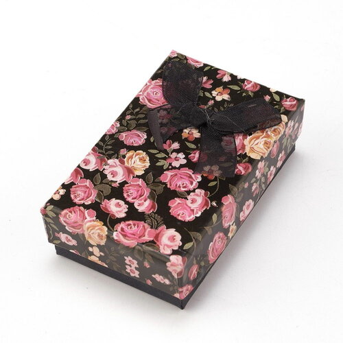 Boites cadeau pour bijoux  à fleurs roses vintage avec noeud en tissu -lot de 2