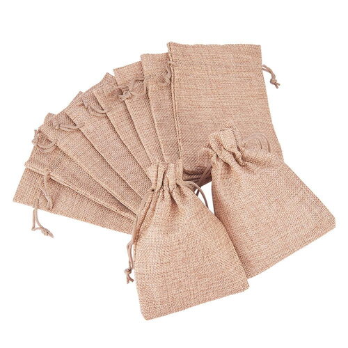 X5 pochettes d'emballage en toile de jute sacs à cordon, sachet lavande - 13.5 cm x 9.5 cm