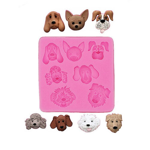 X1 moule souple en silicone têtes de race de chien  fabrication de bijoux en résine