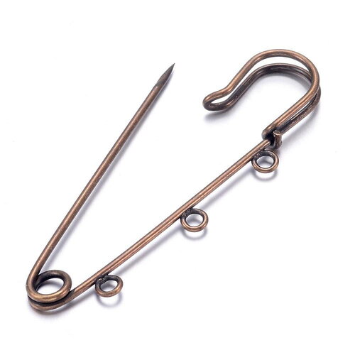 5 epingles trois attaches bronze, broche en fer 70mm