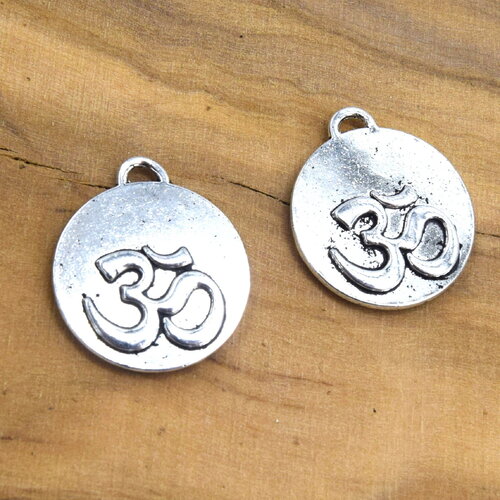 10 pendentif om médaillon rond symbole yoga
