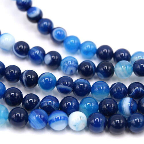 Perles 6mm agate grade a bleu lot de 20 unités