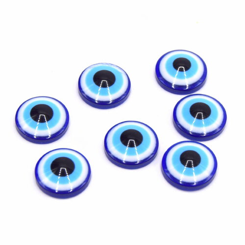 20 cabochons demi-rond en résine mauvais oeil ø 12mm
