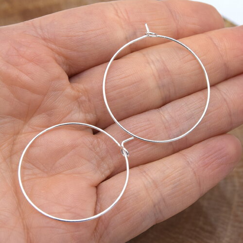 20 anneaux d'oreilles ø30mm laiton argent