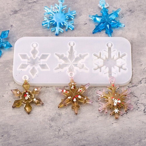 1 moule en silicone pendentif flocons de neige noël pour résine et argile