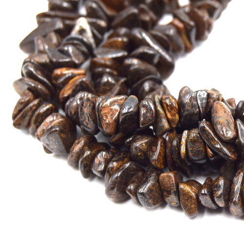 50 perles de bronzite chips marron