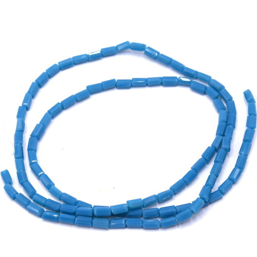 Chapelet de perles de verre tube rectangulaire à facettes bleu opaque ~100 perles