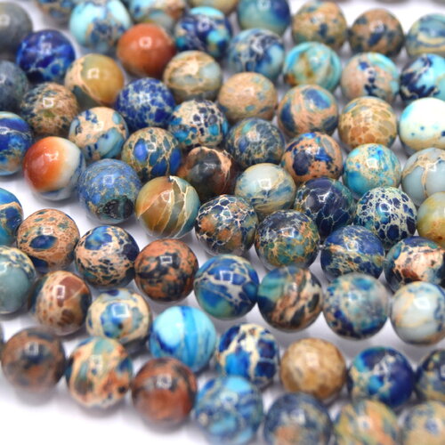 Perles de jaspe impérial bleu océan ø6mm - lot de 20 perles