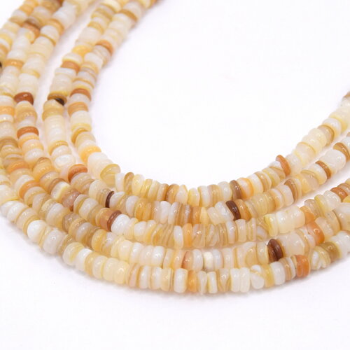 Perles coquillage d'eau douce naturelles heishi  4mm lot de 20 unités -