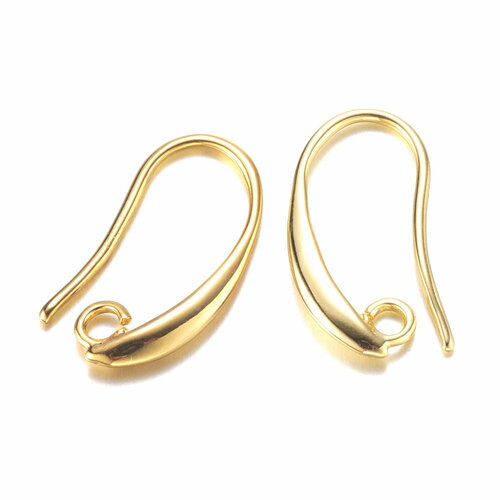 Crochets d'oreille en laiton plaqué or 18k , avec boucle horizontale, 19mm - lot de 2 unités