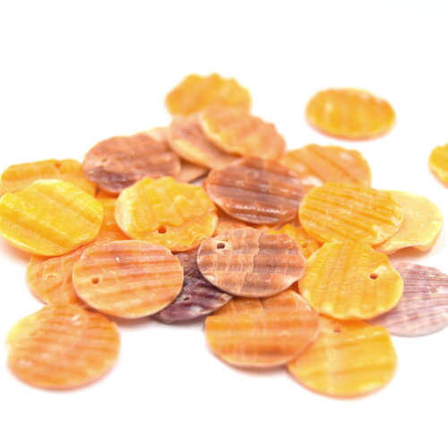 30 pendentifs en coquillage naturel ø15 mm orange