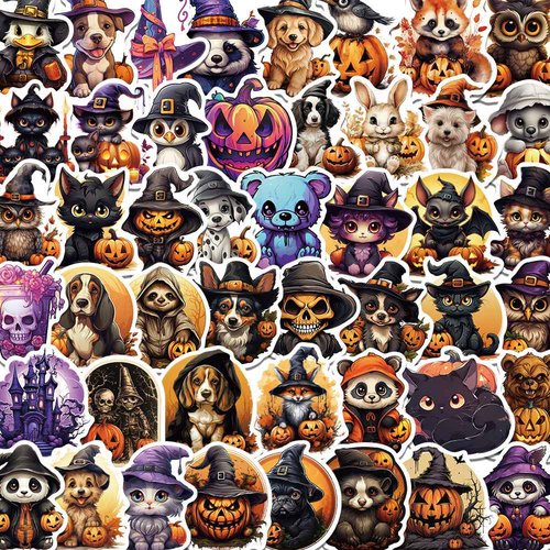 Autocollants pvc animaux halloween x50