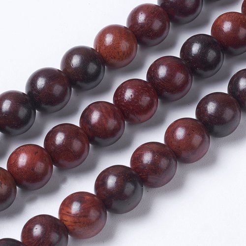40 perles en bois de rose, ronde 8mm
