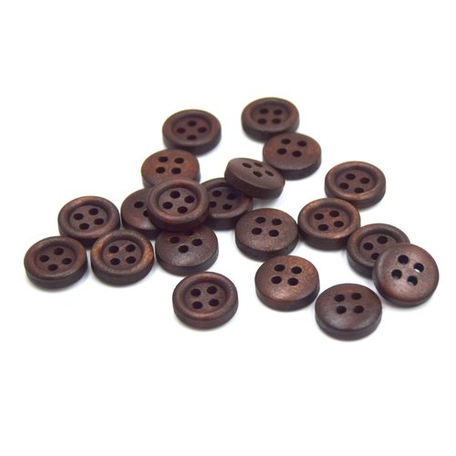 Boutons bois marron 4 trous 12mm x50