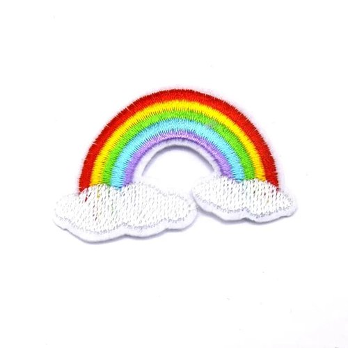 2 ecussons patch thermocollant nuage et arc en ciel
