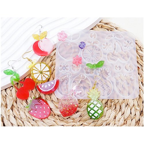 Moule silicone pendentifs bijoux fruits | création résine uv époxy diy | fabrication artisanale