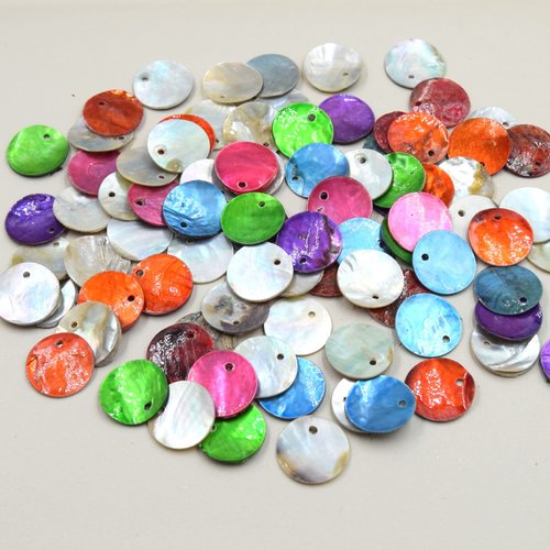 20 breloques akoya peintes 15mm- nacre naturelle & couleurs uniques