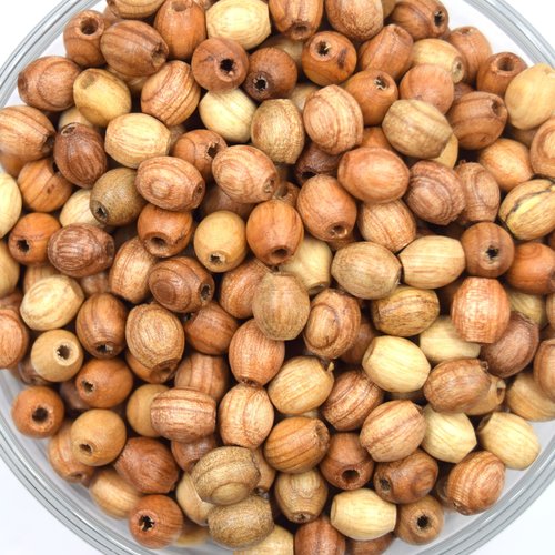 25 perles en bois de frêne 8x7mm forme olive  fabrication française