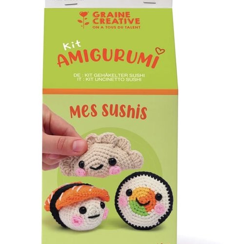 Kit complet crochet diy sushis – créez votre plateau gourmand !