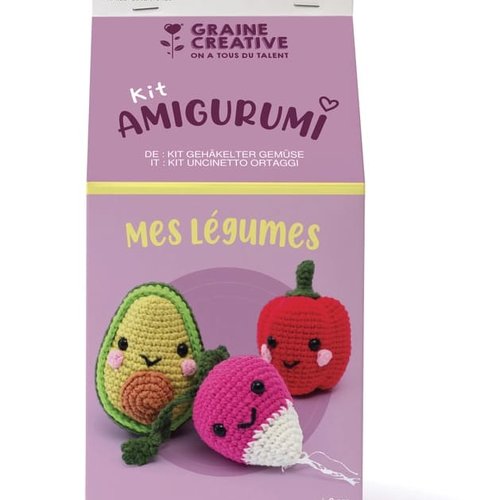 Kit complet diy crochet “mes légumes" – kit crochet amigurumi made in france
