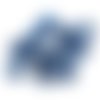 10 perles porcelaine ronde rayée ~10mm bleu