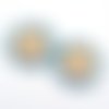 2 cabochons en verre image om demi-rond ø25mm rose