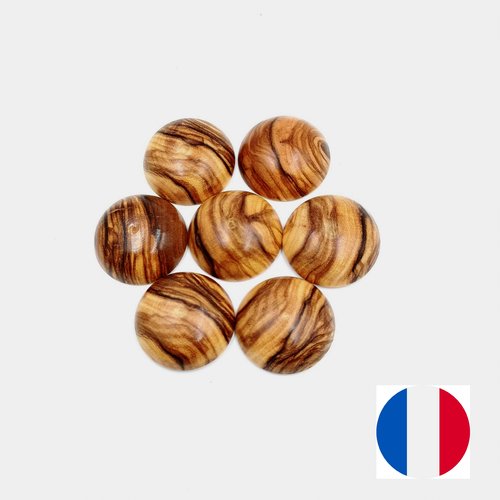 1 cabochon rond en bois d'olivier fait main (produit artisanal) 30mm