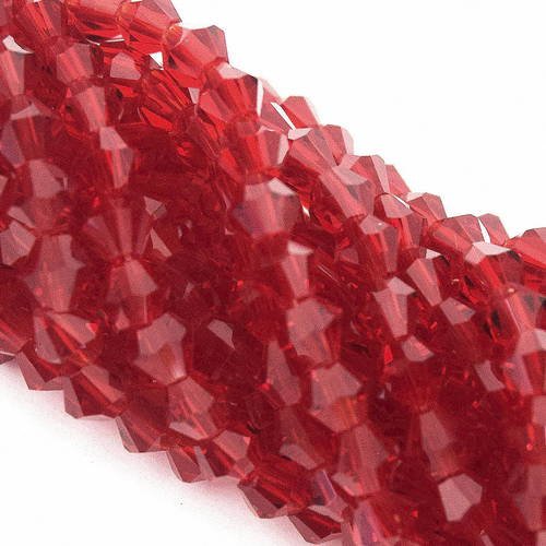 1 chapelet  perles  à facettes cristal verre toupie rouge  4mm pf05 