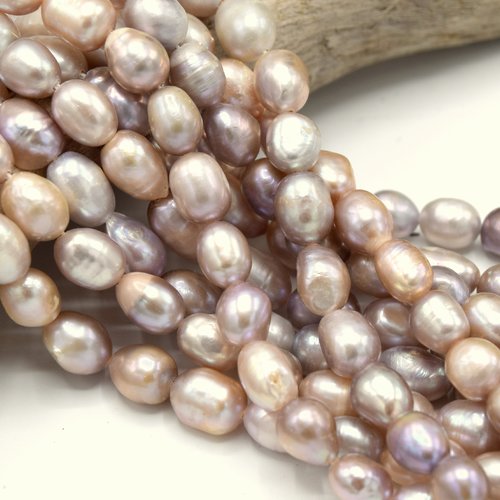 1 chapelet  de perles d'eau douce beige vintage nacré 8~12mm perle de nacre coquillage   pc16 
